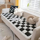 Cremefarvet, stort, ternet, firkantet tæppe til sovesofa til kæledyr