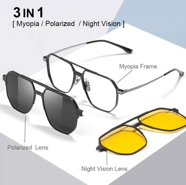 🔥gratis fragt🔥Mænd og kvinder 3 i 1 magnetiske polariserede solbriller