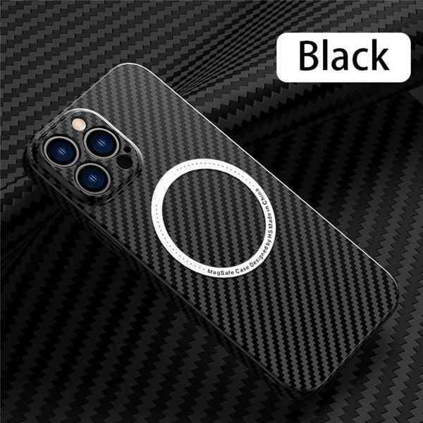 Carbon Fiber Texture Magnetic Wireless Charging Phone Case For iPhone