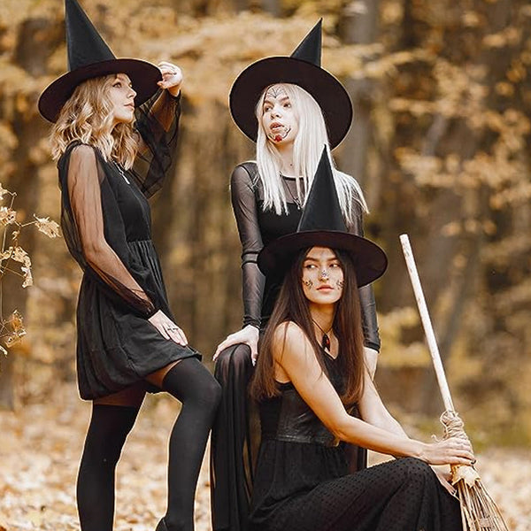 Halloweenfest kostumetilbehør med hængende heksehatte