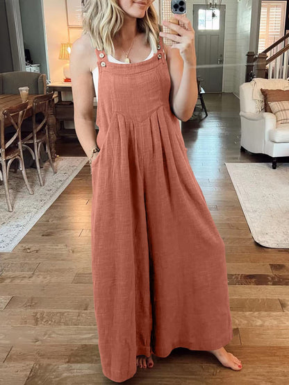 PLUS SIZE WIDE LEG OVERALLS JUMPSUIT (KØB 2 GRATIS FORSENDELSE)