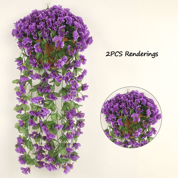 Simuleret violet væg hængende blomst vin