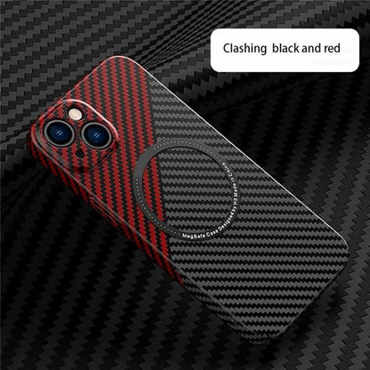 Carbon Fiber Texture Magnetic Wireless Charging Phone Case For iPhone